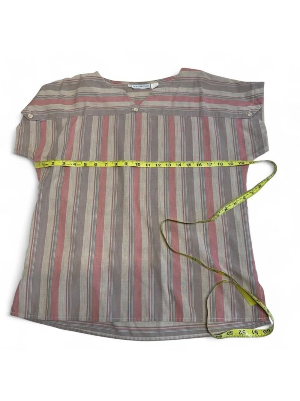 Vintage 70's Levi Strauss & Co Pastel Striped Blouse Top Women's 16 Western Boho - Picture 5 of 6